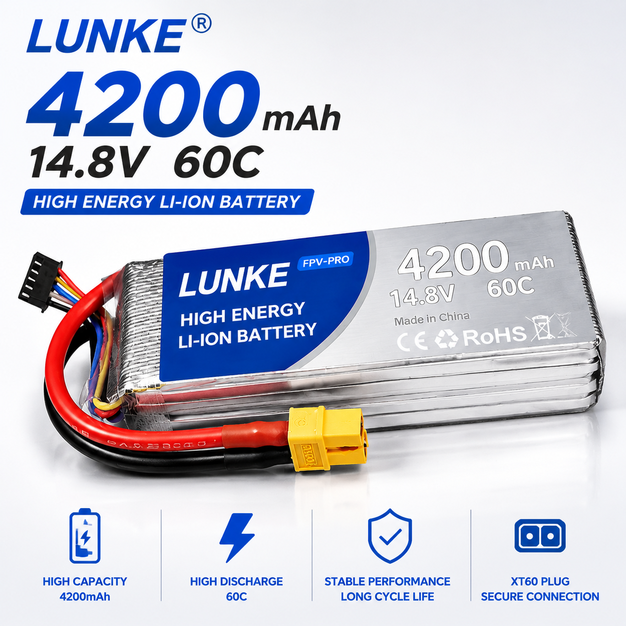 Drone Avion Rc - Batterie Lipo 2S 7.4V 5000mAh 50C