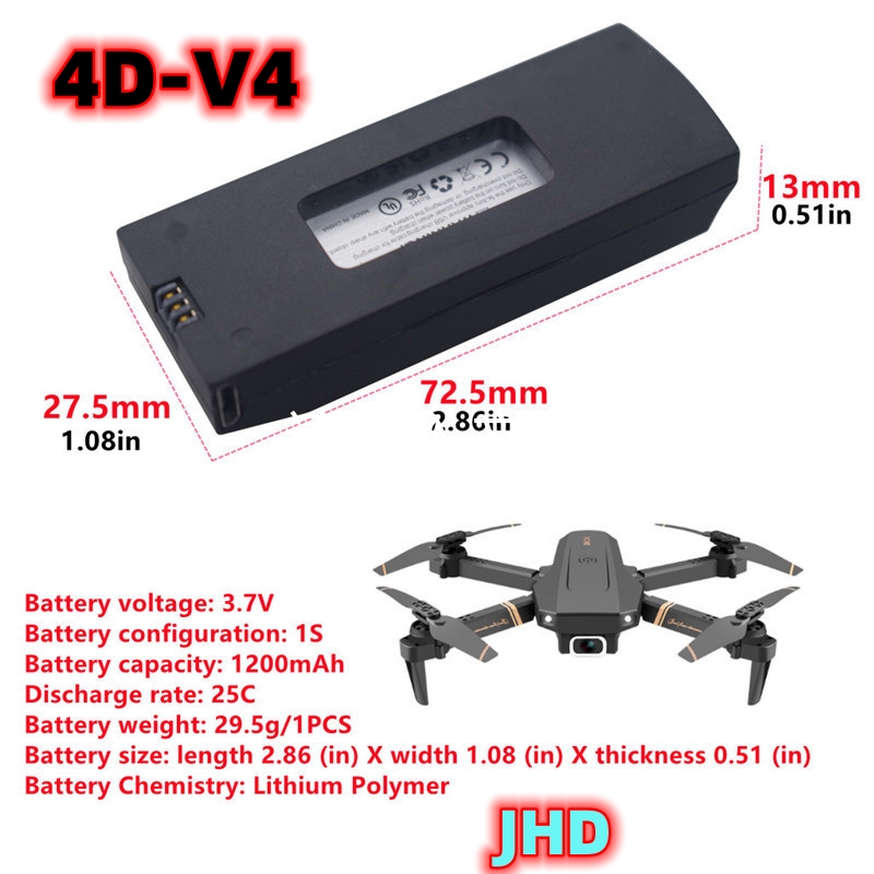 JHD Bateria 4DRC V4 Battery 3. - Drone Rc V4 บทวิจารณ์และราคา