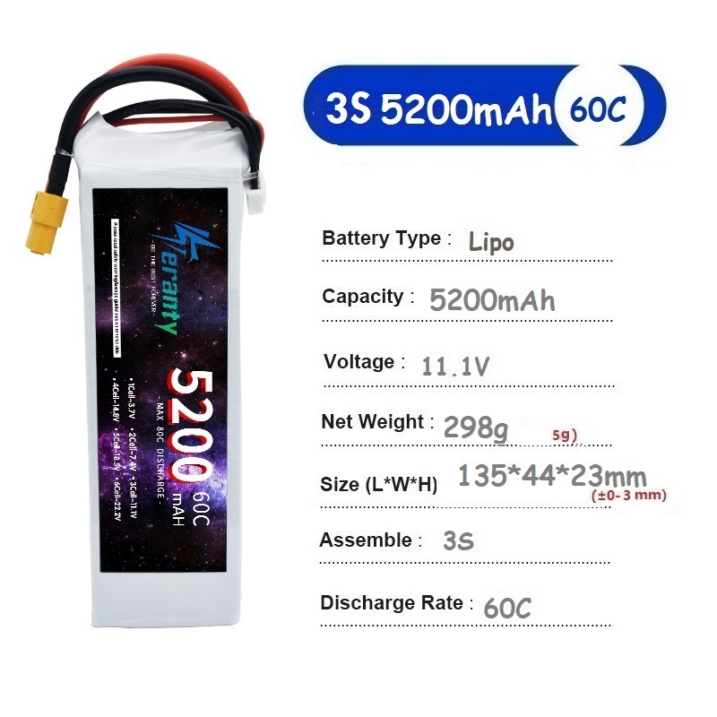 TERANTY  3S  5200MAH 60C batte - Drone Avion Rc บทวิจารณ์และราคา