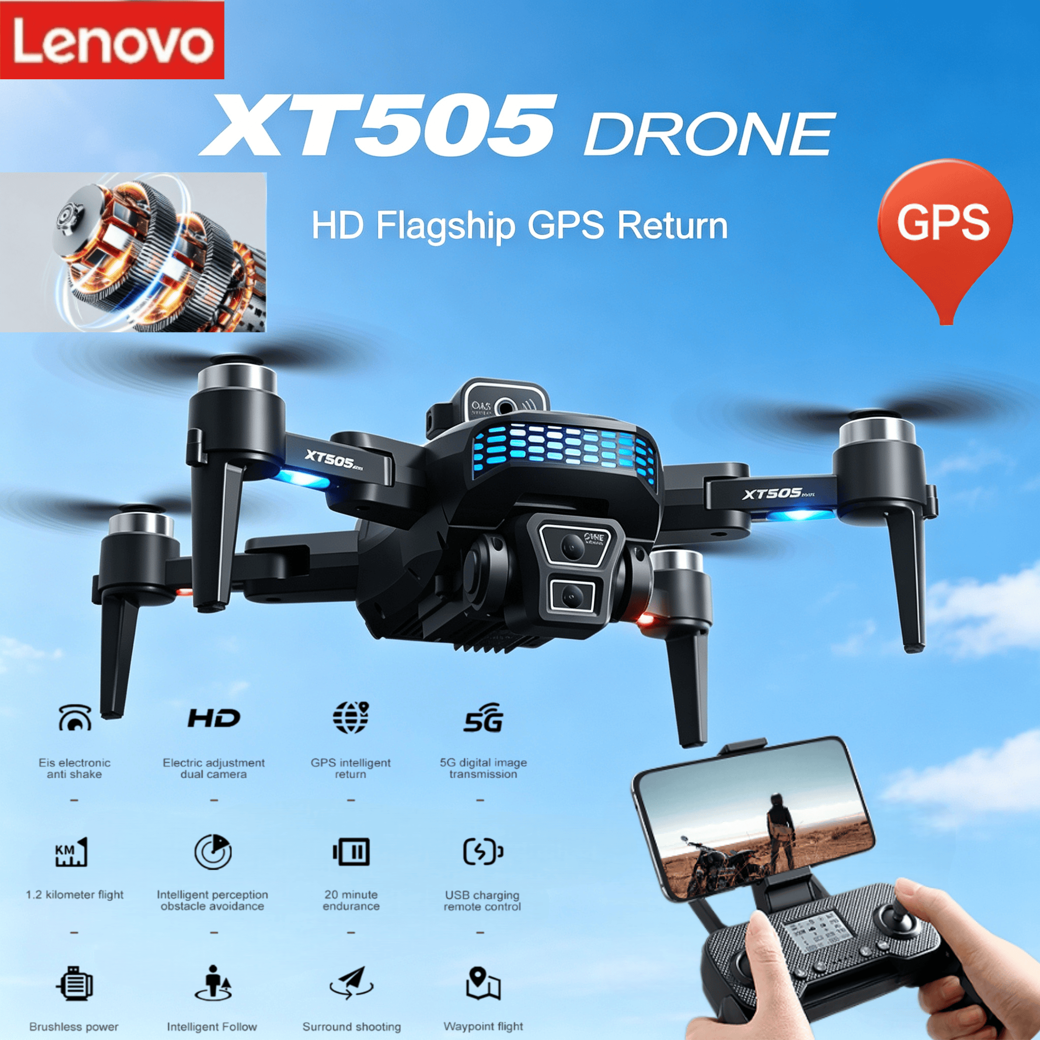 Lenovo XT505 Brushless  Foldab - Xt505 Rc Drone บทวิจารณ์และราคา