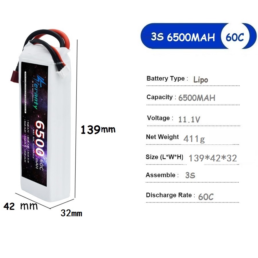 TERANTY  11.1V  6500MAH batter - Drone Avion Rc บทวิจารณ์และราคา